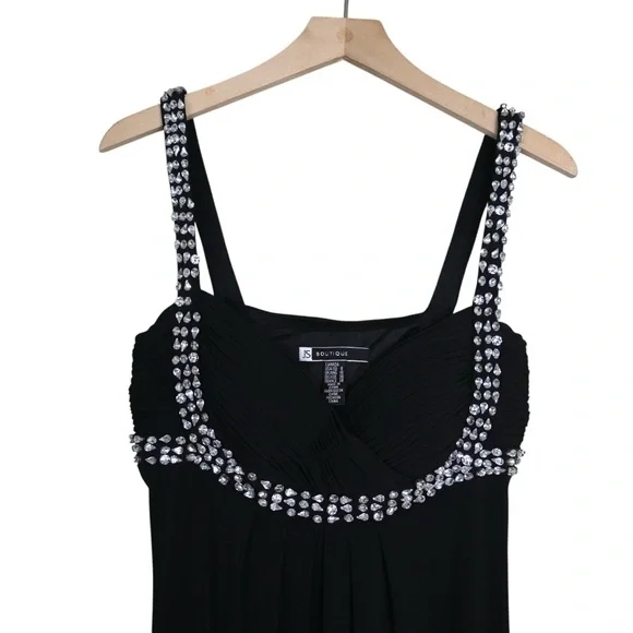 JS Boutique Women's 8 Black Rhinestone Embellished Evening Gown - Picture 4 of 11